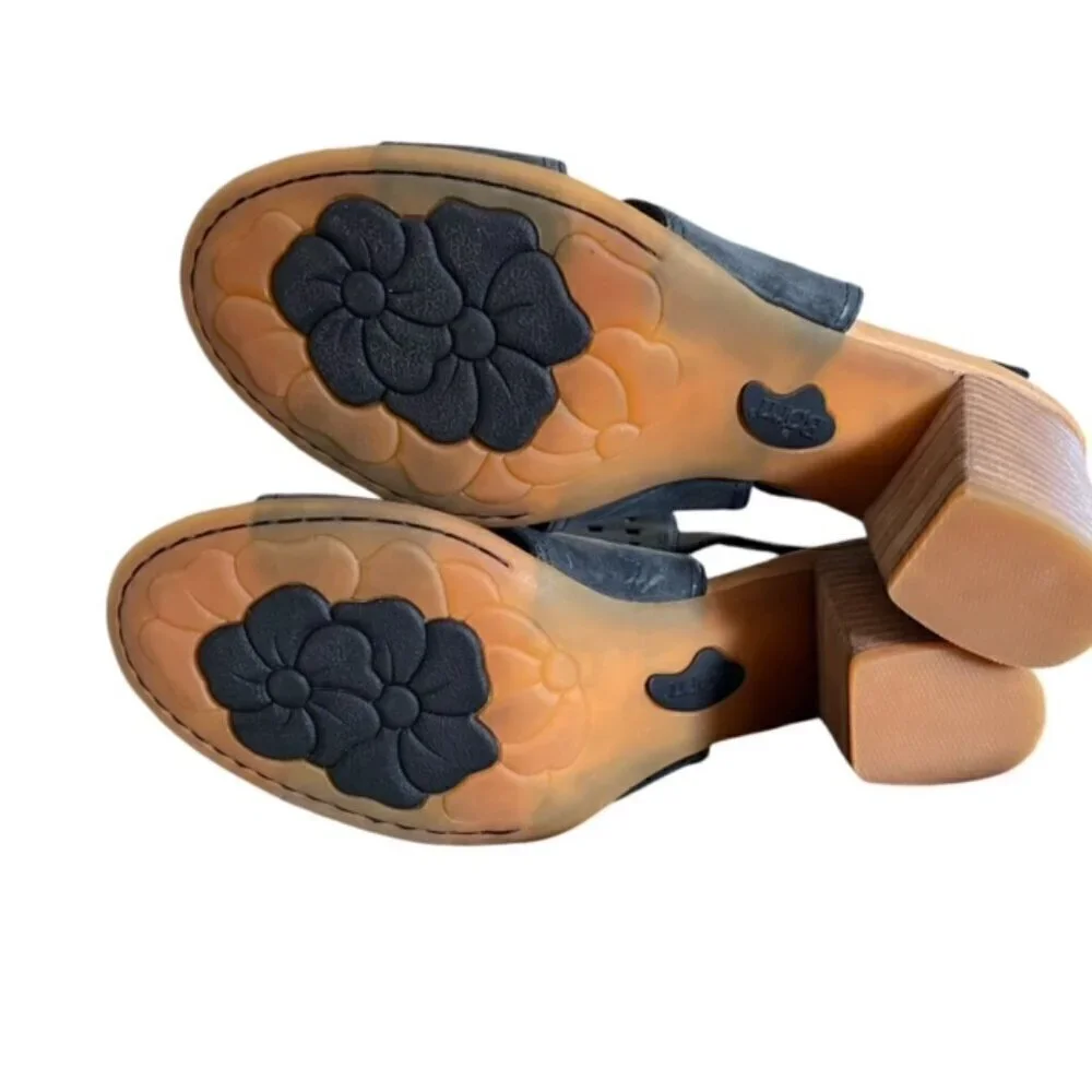 Born Havana Grey Leather Perforated Sandal 11